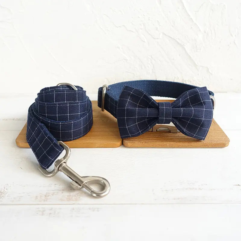 Elegant Dog Collar & Bowtie Leash Set